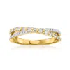Ross-simons Diamond Crisscross Ring In 18kt Gold Over Sterling In White