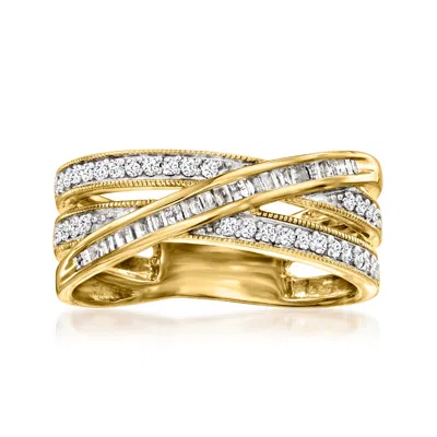 Ross-simons Diamond Crisscross Ring In 18kt Gold Over Sterling In White