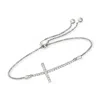 Ross-simons Diamond Cross Bolo Bracelet In Sterling Silver In White