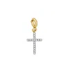 Ross-simons Diamond Cross Charm In 18kt Gold Over Sterling In Metallic