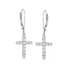 Ross-simons Diamond Cross Drop Earrings In 14kt White Gold In White
