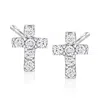 Ross-simons Diamond Cross Earrings In 14kt White Gold In White