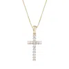 Ross-simons Diamond Cross Pendant Necklace In 14kt Yellow Gold In Multi