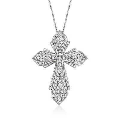 Ross-simons Diamond Cross Pendant Necklace In Sterling Silver In Multi