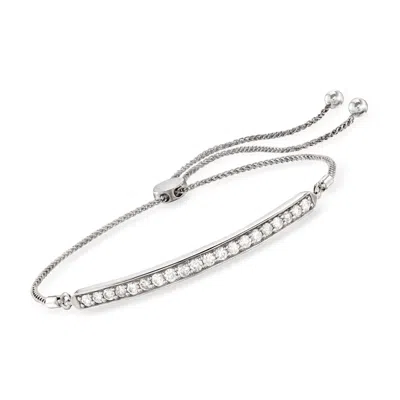 Ross-simons Diamond Curved Bar Bolo Bracelet In Sterling Silver In White