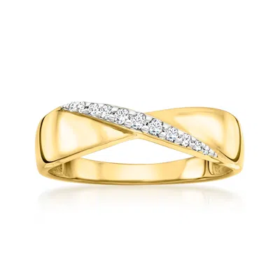 Ross-simons Diamond Diagonal Ring In 18kt Gold Over Sterling In White