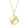 Ross-simons Diamond Dog Bone Disc Pendant Necklace In 18kt Gold Over Sterling In Multi