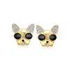 Ross-simons Diamond Dog With Glasses Earrings In 18kt Gold Over Sterling