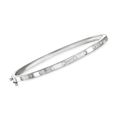 Ross-simons Diamond Dotted Bangle Bracelet In 14kt White Gold In Silver