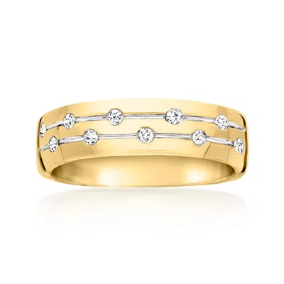 Ross-simons Diamond Dotted Channel Ring In 18kt Gold Over Sterling In White