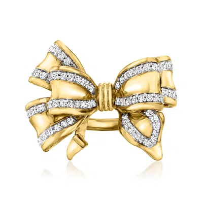 Ross-simons Diamond Double-bow Ring In 18kt Gold Over Sterling