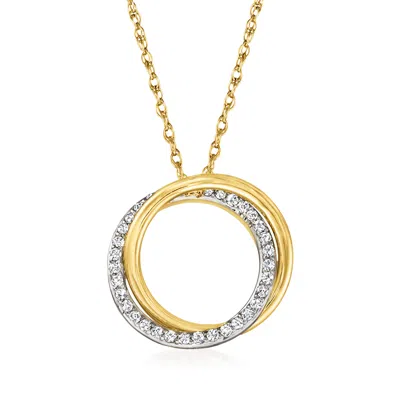 Ross-simons Diamond Double-circle Pendant Necklace In 14kt Yellow Gold In Multi