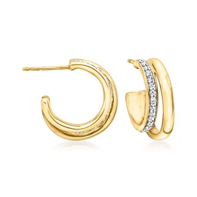 Ross-simons Diamond Double-hoop Earrings In 14kt Yellow Gold In Multi