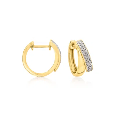 Ross-simons Diamond Double-hoop Earrings In 18kt Gold Over Sterling In Blue