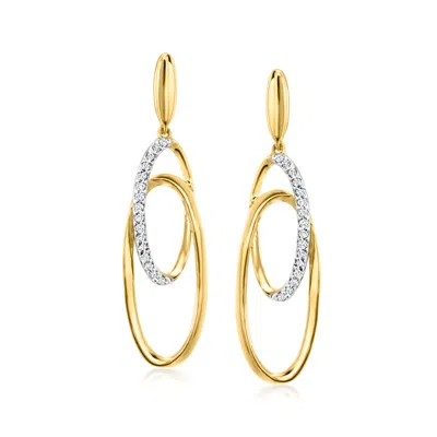 Ross-simons Diamond Double-oval Drop Earrings In 18kt Gold Over Sterling In White