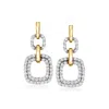 Ross-simons Diamond Double-square Drop Earrings In 18kt Yellow Gold In Multi