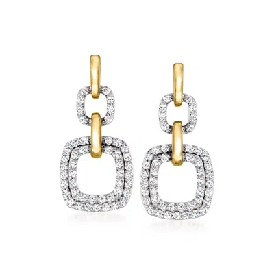 Ross-simons Diamond Double-square Drop Earrings In 18kt Yellow Gold In Multi