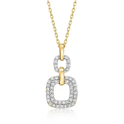 Ross-simons Diamond Double-square Pendant Necklace In 18kt Yellow Gold In Multi