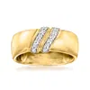 Ross-simons Diamond Double-stripe Ring In 18kt Yellow Gold In White