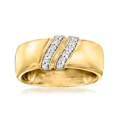 Ross-simons Diamond Double-stripe Ring In 18kt Yellow Gold In White