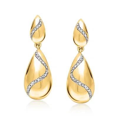 Ross-simons Diamond Double Teardrop Earrings In 18kt Gold Over Sterling In White