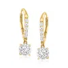 Ross-simons Diamond Drop Earrings In 14kt Yellow Gold In White