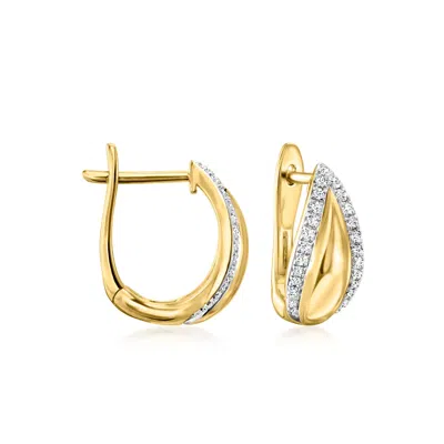 Ross-simons Diamond-edge Hoop Earrings In 18kt Gold Over Sterling In White