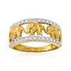 Ross-simons Diamond Elephant Motif Ring In 14kt Yellow Gold In White