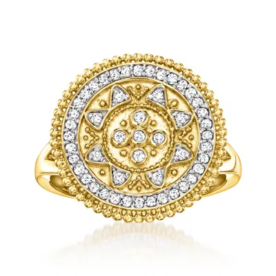 Ross-simons Diamond Etruscan-style Circle Ring In 18kt Gold Over Sterling In Silver