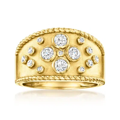 Ross-simons Diamond Etruscan-style Wide Ring In 18kt Gold Over Sterling In White