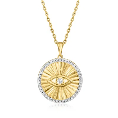 Ross-simons Diamond Evil Eye Medallion Pendant Necklace In 18kt Gold Over Sterling In Multi