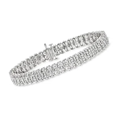 Ross-simons Diamond Fancy-link Tennis Bracelet In Sterling Silver In Multi