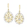 Ross-simons Diamond Filigree Drop Earrings In 18kt Gold Over Sterling In Multi