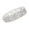 Ross-simons Diamond Filigree Openwork Bangle Bracelet In Sterling Silver