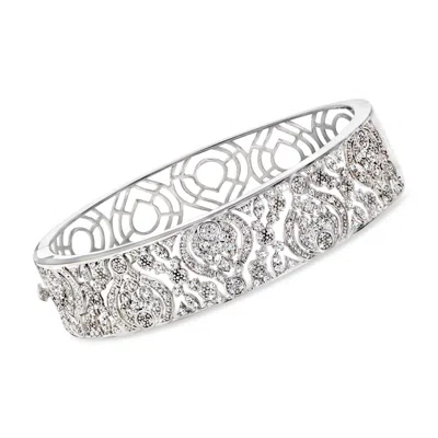 Ross-simons Diamond Filigree Openwork Bangle Bracelet In Sterling Silver In Multi