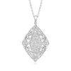 Ross-simons Diamond Filigree Openwork Pendant Necklace In Sterling Silver In Metallic