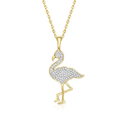 Ross-simons Diamond Flamingo Pendant Necklace In 18kt Gold Over Sterling In Multi