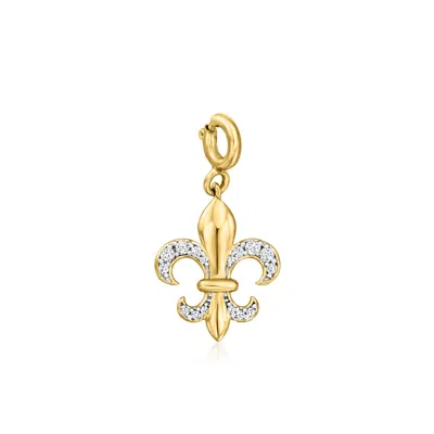 Ross-simons Diamond Fleur-de-lis Charm In 18kt Gold Over Sterling