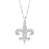 Ross-simons Diamond Fleur-de-lis Pendant Necklace In Sterling Silver In Multi