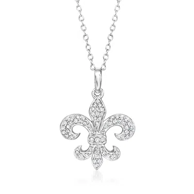 Ross-simons Diamond Fleur-de-lis Pendant Necklace In Sterling Silver In Multi