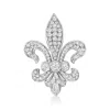 Ross-simons Diamond Fleur-de-lis Pin In Sterling Silver In White