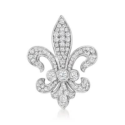 Ross-simons Diamond Fleur-de-lis Pin In Sterling Silver In White