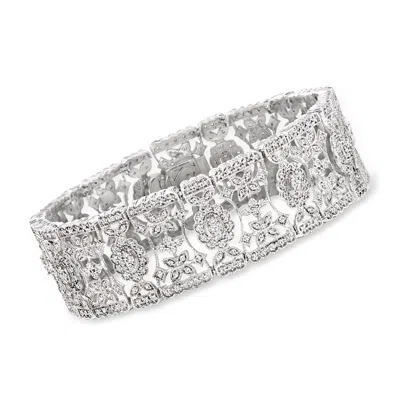 Ross-simons Diamond Floral Bracelet In Sterling Silver In Multi