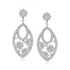 Ross-simons Diamond Floral Drop Earrings In Sterling Silver In Silver