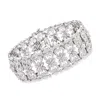 Ross-simons Diamond Floral Openwork Bracelet In Sterling Silver