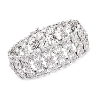 Ross-simons Diamond Floral Openwork Bracelet In Sterling Silver In Multi