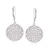Ross-simons Diamond Floral Openwork Circle Drop Earrings In Sterling Silver In White