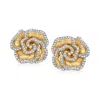 Ross-simons Diamond Flower Earrings In 18kt Gold Over Sterling In Silver
