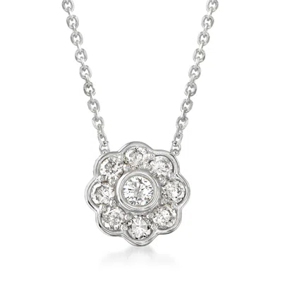 Ross-simons Diamond Flower Necklace In Sterling Silver In Multi