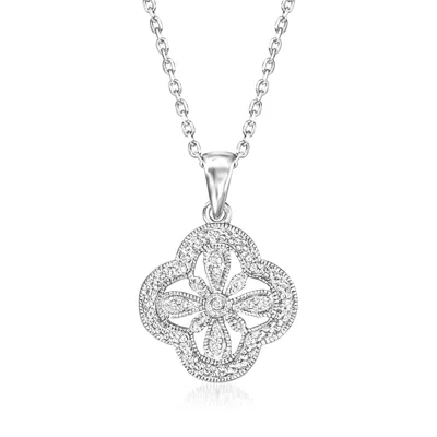 Ross-simons Diamond Flower Pendant Necklace In Sterling Silver In Multi